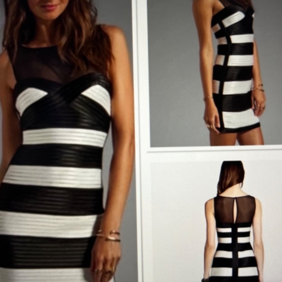 BCBGMaxAzria Black & White Striped Mara Cocktail Mini Dress 8 - Picture 2 of 16